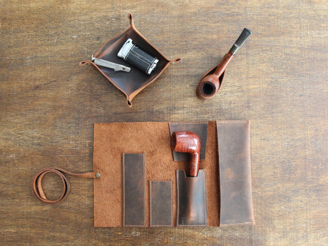 Tobacco Leather Mini Pipe Pouch: Handmade Pocketsize Pipe Bag for 1-Pipe