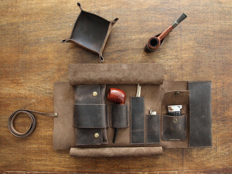 Chestnut Leather Pipe Pouch: Handmade Pipe Bag for 1-Pipe