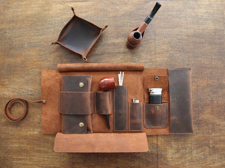 Tobacco Leather Pipe Pouch: Handmade Pipe Bag for 1-Pipe