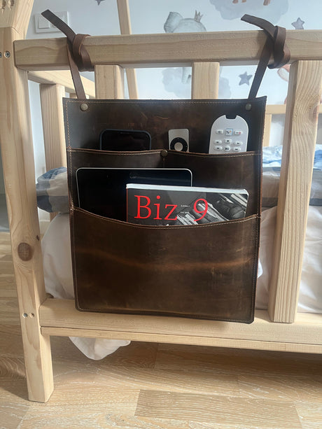 Leather Bedside Storage Organizer: Handmade Bedside Caddy