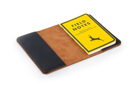 Black and Tobacco Leather Journal Cover: Handmade Pocketsize Field Notes Cover