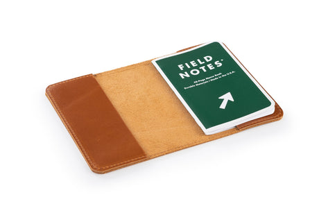 Light Tobacco Leather Journal Cover: Handmade Pocketsize Field Notes Cover