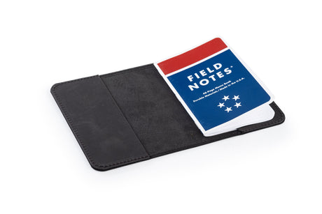 Black Leather Journal Cover: Handmade Pocketsize Field Notes Cover