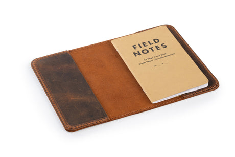Tobacco Leather Journal Cover: Handmade Pocketsize Field Notes Cover