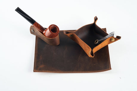 Leather Pipe Accessories Set: Handmade Complete Accessories Set For The Pipe Smokers