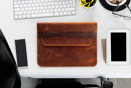 Distressed Leather Laptop Envelope Case, Handmade Protective Envelope Cover For All Laptop Models and Sizes