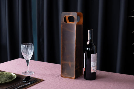 Personalized Leather Wine Holder: Handmade Custom Wine Caddy