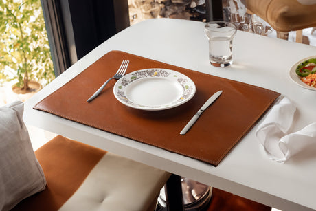 Leather Placemat Set: Handmade Dining Table Mat - Set of 6