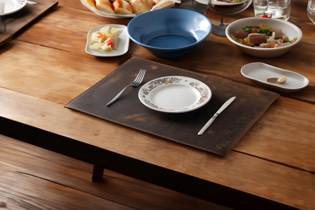 Distressed Leather Placemat: Handmade Dining Table Mat - 12x16 inch