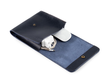 Handmade Vegetable Tanned Leather Laptop Charger Organizer: Luxury Travel Case