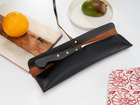 Distressed Leather Sushi Knife Roll: Handmade Chef Knife Case