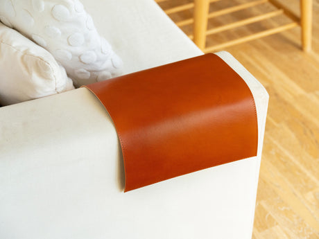 Handmade Leather Sofa Armrest Cover: Full Grain Vegetable Tanned Protector