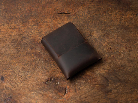 Chestnut Leather Mini Wallet: Handmade Minimalist Pocket Wallet For Cards and Cash