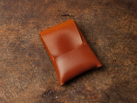 Handmade Tan Leather Mini Wallet: Minimalist Card Holder