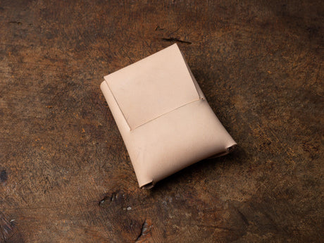 Handmade Ivory Leather Mini Wallet: Vegetable Tanned Card Holder