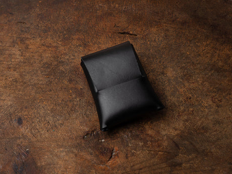 Handmade Black Leather Mini Wallet: Vegetable Tanned Card & Cash Holder
