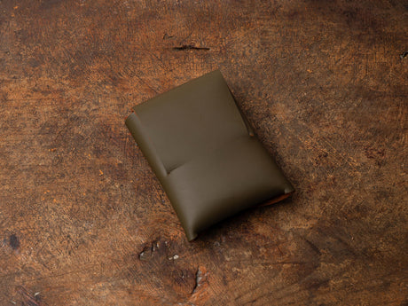 Green & Tobacco Leather Mini Wallet: Handmade Slim Card Holder