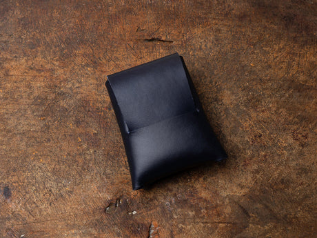 Handmade Navy Leather Mini Wallet: Minimalist Card & Cash Holder