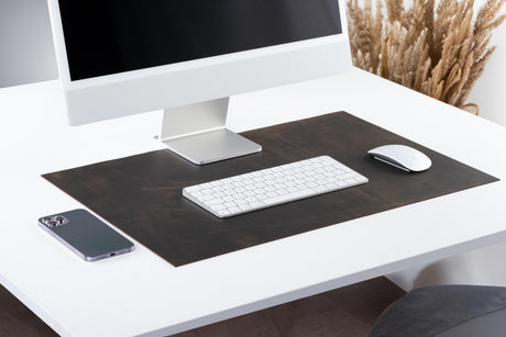 Leather Chestnut Desk Mat: Handmade 1.5 mm Distressed Desk Blotter