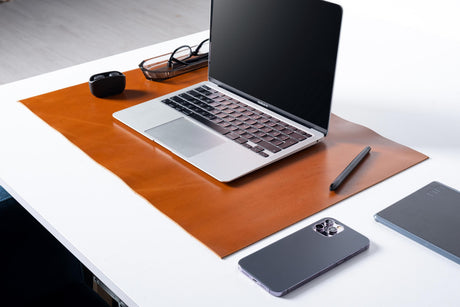 Handmade Distressed Leather Desk Mat: Laptop Desk Pad