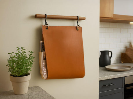 Leather Magazine Rack: Living Room Organizer for Magazines, Mail & Accessories