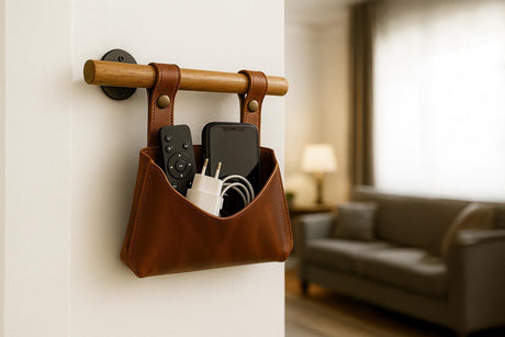 Leather Mini Accessories Rack: Living Room Minimalist Organizer for Phones, Keys & Accessories