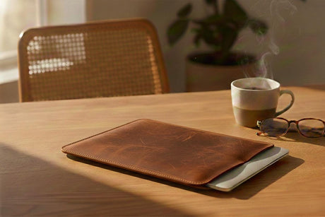 MacBook 15” Sleeve (Vertical) – Handmade Leather Slim Case for MacBook Air & Pro
