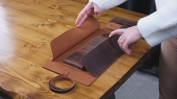 Leather Pipe Rollup Pouch, Handmade Pipe Bag Full Set, Pipe Rollup Bag Complete Set For The Pipe Smoker, Dark Olive