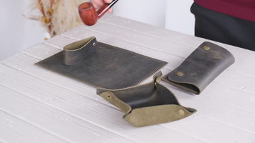 Distressed Leather Valet Tray: Handmade All-in-One Accessories Organizer