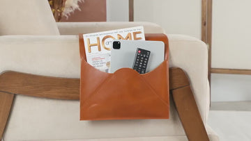 Leather Sofa Armrest Organizer, Handmade Couch Caddy with For Magazines, Tablets, Remote Controls, Books and Accessories