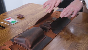 Premium Leather Pipe Roll up Pouch, Handmade 3-Pipe Rollup Bag Complete Set For The Pipe Smoker