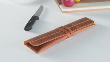 Distressed Leather Chef Knife Roll: Handmade Single knife Case