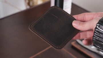Handmade Leather Coasters - Stitched Full Grain Cowhide (Set of 6)