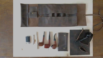 Chestnut Leather Pipe Pouch: Handmade Pipe Bag for 2-Pipes