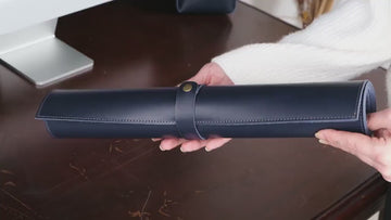 Premium Leather Navy Blue Desk Mat: Handmade Luxury 2.4mm Vegetable Tanned Desk Blotter
